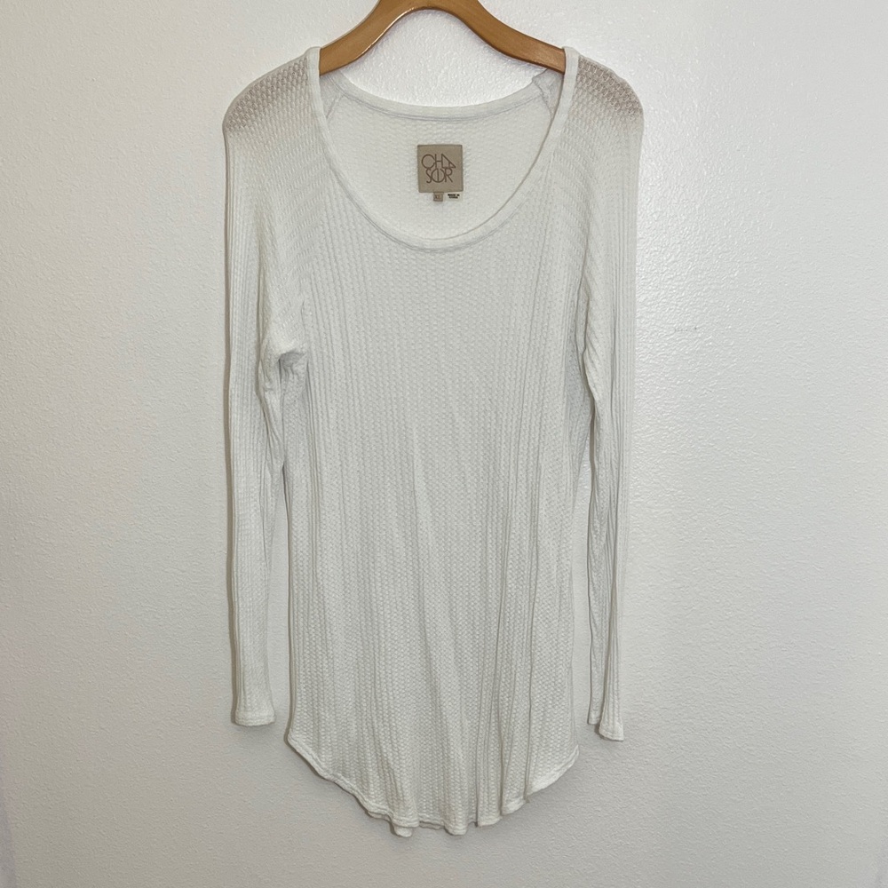 Chaser White Waffle Long Sleeve Top